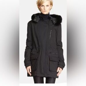 VINCE COTTON 'Quilted' Genuine Fur Trim Parka size XS